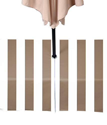 Fabric Textile Products Rectangular Tablecloth with Umbrella Hole and Zipper, Water Repellent, Outdoor, 100% Milliken Polyester, Machine Washable, 60x120, 3" Cabana Stripe, Tan & White