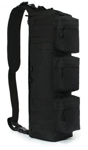 Tactical Assault Grab and Go Bug Out Bag Molle Adjustable Ambidextrous Shoulder Strap Sling Multi-Functional Utility Pouch Compartment Sling Equipment Field Messenger Gym Hiking Camping Backpack Pack Holds Heavy Duty Gear Water Bladder and Survival Tools (Stealth Black)