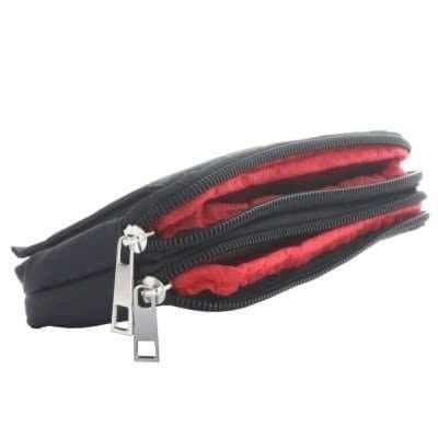 Horizontal Mobile Phone Case Horizontal Case Cover with 2 zips, Pocket with Velcro Closure, Belt Loop, Black, Suitable for Phones and Smartphones