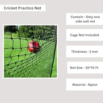 AMZ Sports Nets 2mm 36 Ply Cricket Batting Practice Net Regular Training Netting for Outdoor Backyard Ground Sports (2mm Thickness) (15FtX70Ft, Green)