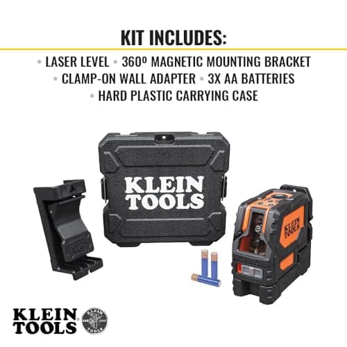 Klein Tools Cross Line Laser Level with Plumb Spot, Self-Leveling, Includes Magnetic Mounting Clamp 93LCLS