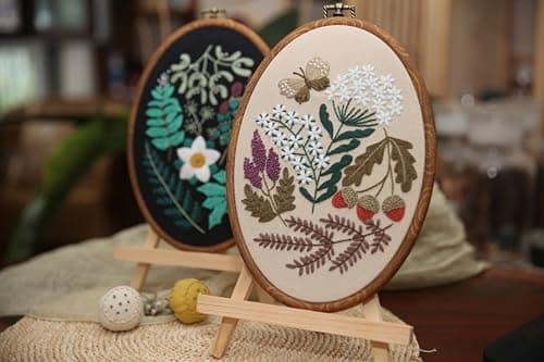 Maydear 4 Pack Embroidery Starter Kit with Pattern, Stamped Cross Stitch Kits for Beginners Adults with Embroidery Hoop and Instructions, Hand Embroidery Kit Cross Stitch Kits Stamped