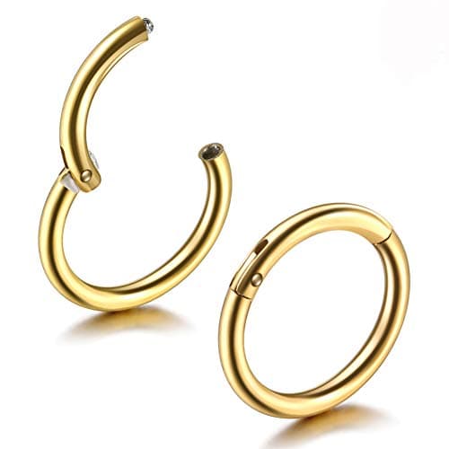 Jusway Nose Ring Piercings Hinged Segment 3/8 (10mm) Titanium Hoop Earring Daith Cartiliage Jewelry 1Pair