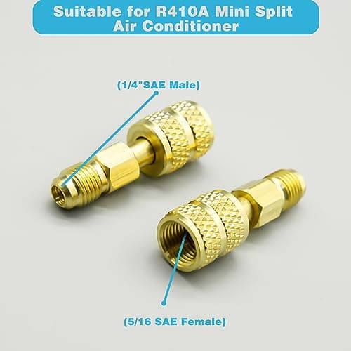 R410A Adapter Kit, Mini Split Adapter 5/16 to 1/4 Coupler R410A Refrigerant Hose Adapter Connector Valve Core Remover, Mini Split Vacuum Pump Kit 410A Refrigerant for R410A Mini Split Air Conditioner