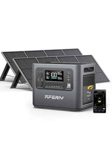 AFERIY Solar Generator P210 with 2pcs 200W Solar Panel | 2400W Portable Power Station 2048Wh | AC Output with 120V,2400W,Solar Generator for Home Use,Outdoor Camping,Power Outage, Camping,Emergencies