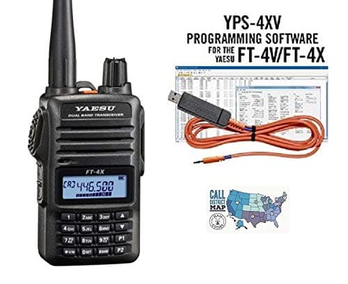 Radio and Accessory Bundle - 3 Items - Includes Yaesu FT-4XR Compact Dual Band VHF/UHF HT Transceiver with RT Systems Programming Software/Cable Kit and Ham Guides TM Quick Reference Card