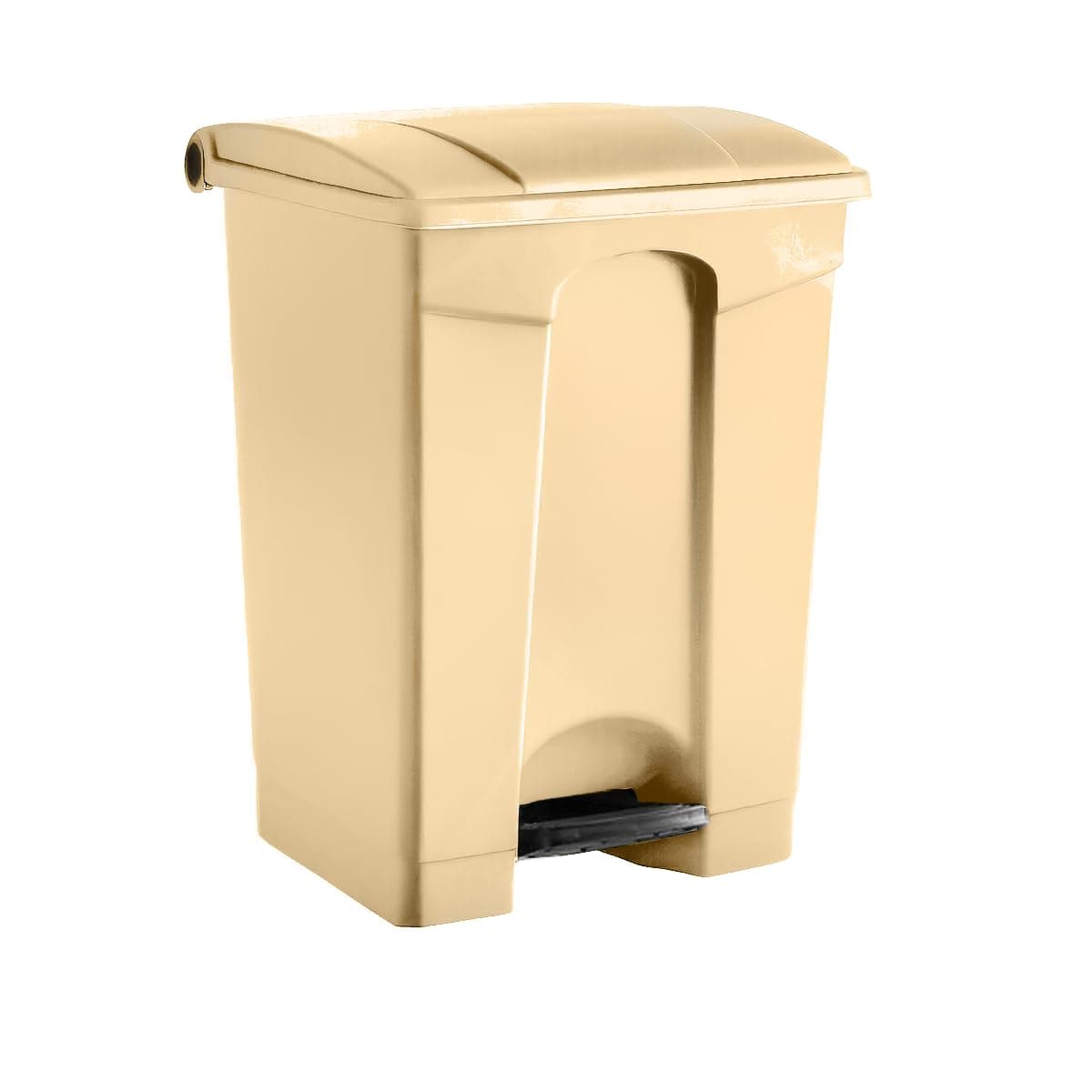Plastic Garbage Bin with Foot Pedal, Hands-Free Garbage Can, Beige, 18 Gallon Rectangular Step-On Commercial Trash Can for Restaurant/Office/Kitchen