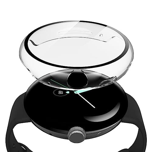 Misxi 2 Pack Hard PC Case with Screen Protector Compatible with Google Pixel Watch 2 (2023) / Pixel Watch 41mm, High Sensitivity Lightweight Anti-Fall Cover, Transparent