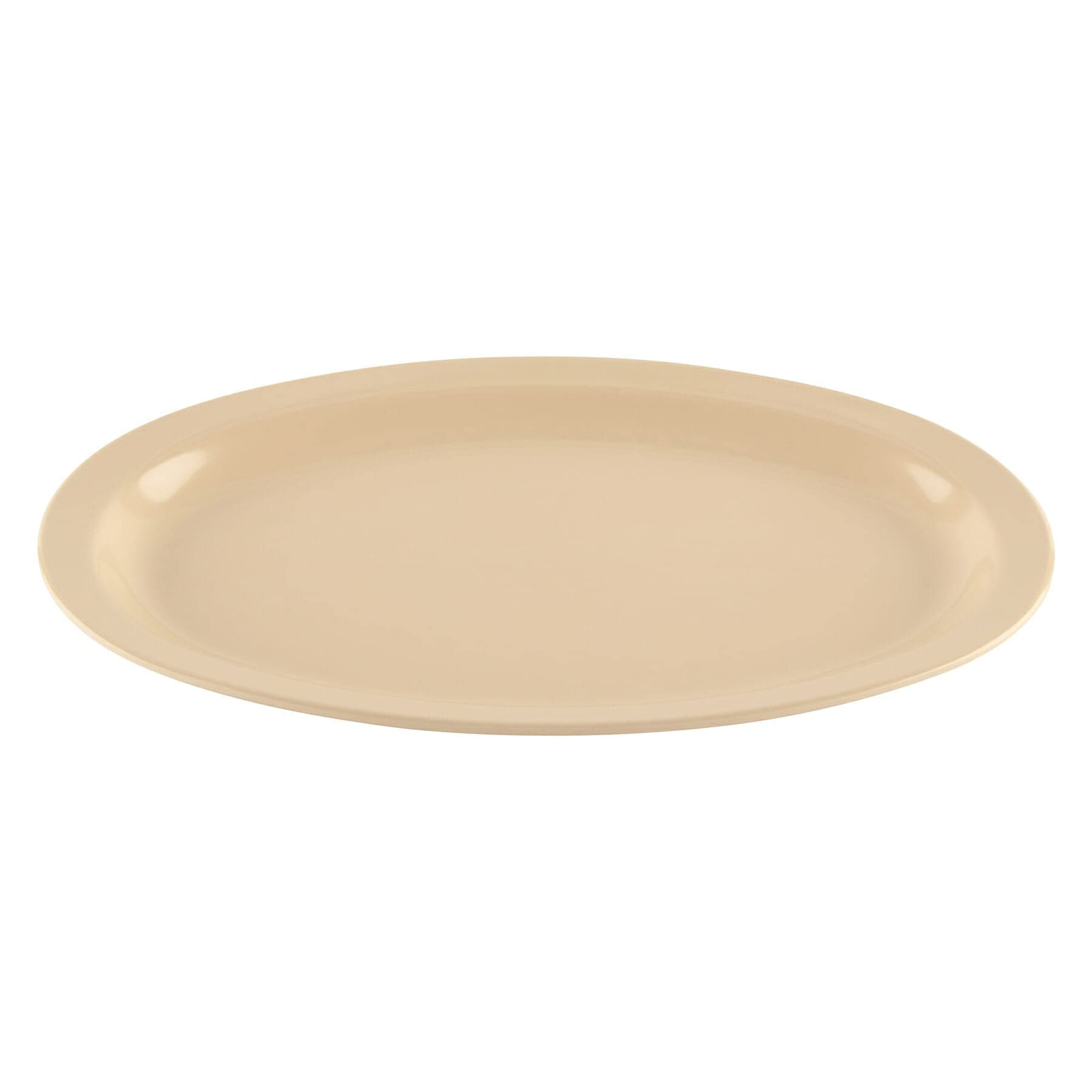 G.E.T. 12" x 8" Tan Oval Heavy-Duty Melamine Plastic Serving Platter (Set of 12)