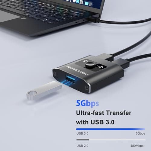 Closs USB 3.0 Switch, Bi-Directional 2 in 1 out / 2 in 1 out, 4 Ports, Aluminum, Compatible with Mac/Win/Linux, Share USB Devices like Printer, Keyboard, Scanner, Mouse