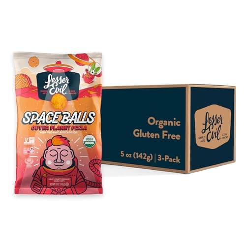 LesserEvil Outer Planet Pizza Space Balls Premium Quality Minimal Processing No Vegetable Oil 5 oz (3 Pack)