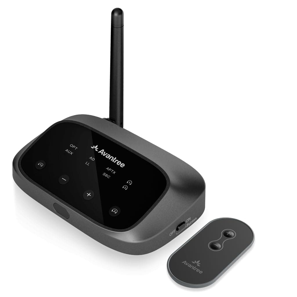 Avantree Oasis Plus 2 - Bluetooth 5.3 Transmitter for TV, Remote Volume Control for Headphones and Earphones, aptX Adaptive Support, Soundbar Pass-Through Feature, Dedicated for Optical Digital and
