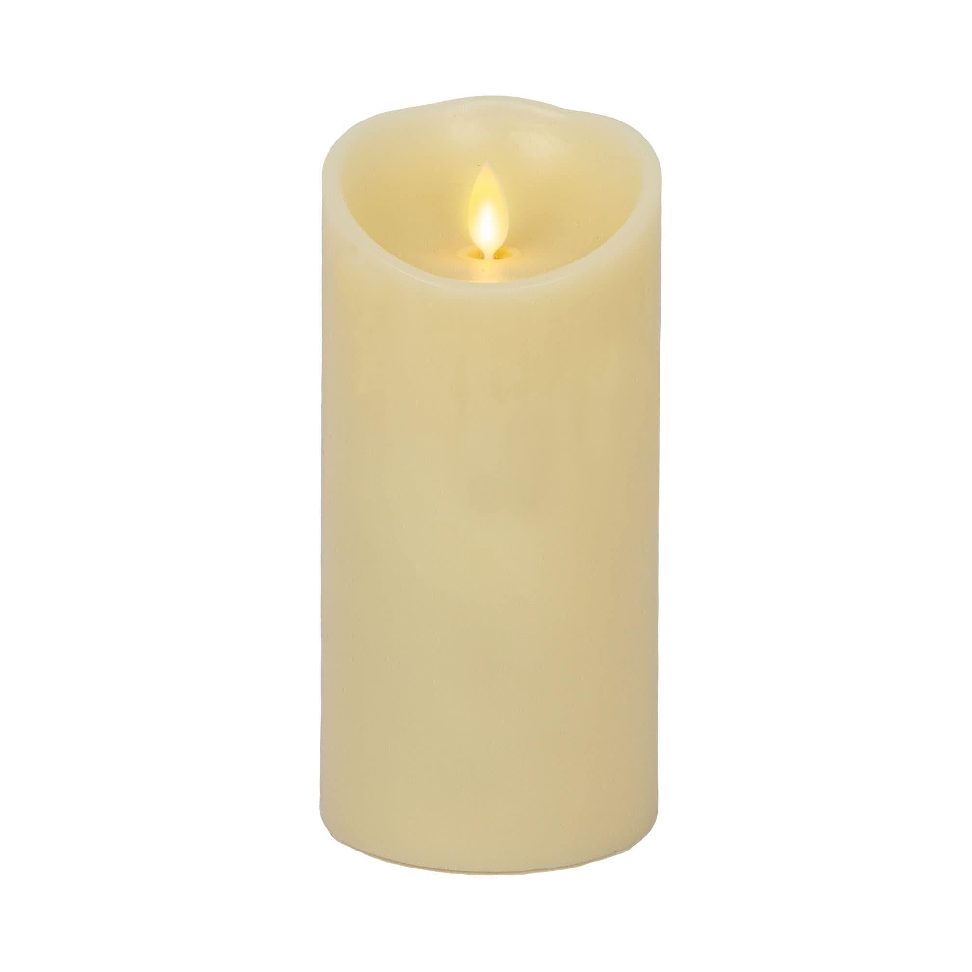 Flameless LED Candle, Moving Flame Pillar, Remote Ready, Timer, Battery Operated, Vanilla Honey Scented, Ivory (3.5 in x 7 in)