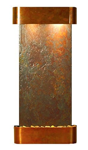 Cascade Springs Water Feature with Rustic Copper Trim and Round Edges (Natural Multi-color Slate)