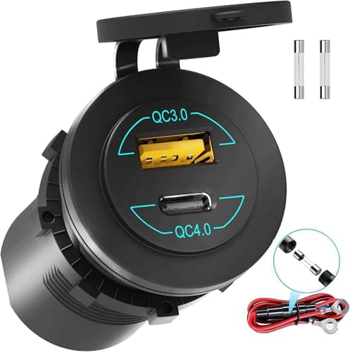 12V USB Outlet, AlfredDireck 36W Socket Dual USB Type C PD 3.0 (36W) + USB A QC4.0 (18W) Car Charger