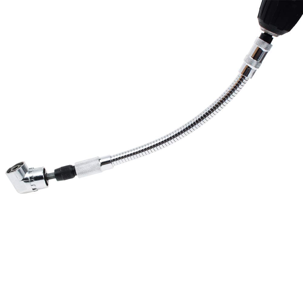 - AUTOTOOLHOME Flexible Drill Bit Extension with Right angle Drill Adapter Flex Shaft for Electric Screwdriver Power Impact Drill Magnetic Hex Shank Quick Change 11.5" Long