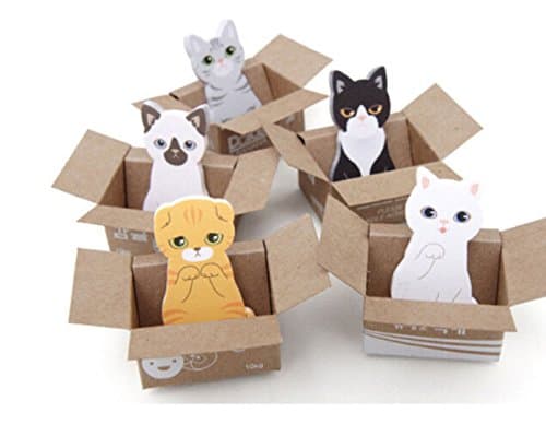 5 pcs Kitty Cat in a Box Sticker Bookmark Notepad Sticky Notes Scrapbook Good Crafted and DIY Ideas