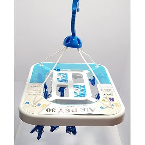 flying CLOUDS Plastic Cloth Drying Stand Hanger with 30 Clips/pegs, Baby Clothes Hanger Stand, Square (1)