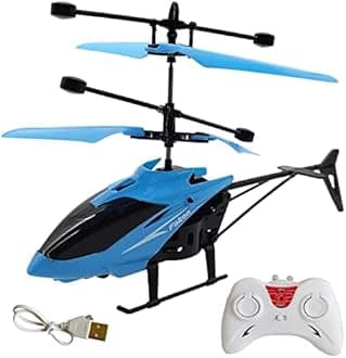 RC Helicopter with Hand Gravity Sensor, Flying Remote Control Toy, 3D Light & Safety Sensor for Kids Age 4+ Years (Blue)