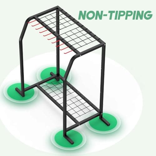 Trieez Extra Large Garden Tool Organizer for Garage, NEVER FALL OVER - Yard Tool Organizer Garage for Organization and Storage, Tool Rack for Shed, Outdoor, Tool Stand