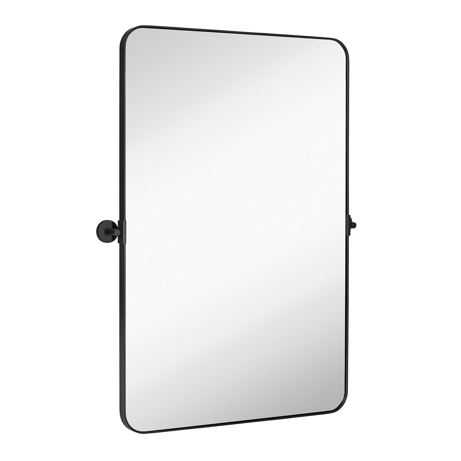 Hamilton Hills Wall-Mounted Vanity Mirror - Frameless Adjustable Rectangle Bathroom Mirror with Brushed Gold Brackets - Pivoting Tilting Mirror for Modern Decor - 24 x 36 Inch - Black