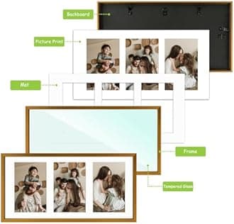 Golden State Art, 4x6 Aluminum Collage Frame, Display 6x4 Pictures With 3 Openings Mat or One 7x14 Photo, Real Glass, Portrait/Landscape Wall Display, Bronze, 6 Pack