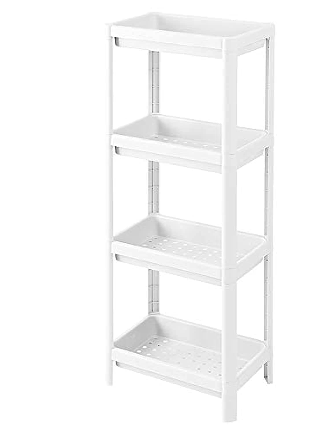 AMERTEER Shower Caddy Corner Rust Proof Shelf Kitchen Bathroom Storage Unit 4 Tiers WHITE, LNKO3609_A