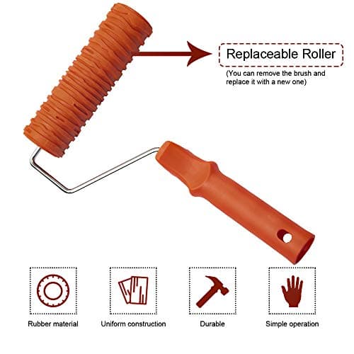 7" Wood Pattern Painting Roller, MODOWEY Decorative Art Rubber Texture Roller, Wood Graining Knurling Tool Set for Wall Decoration (Style A)