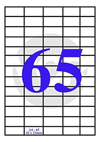 - VCR A4 Size White Self Adhesive Label/Sticker for Printer (Inject/Copier/Laser) - 65 Sticker Per Sheet - 25 Sheets Pack