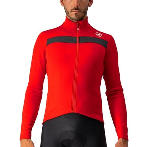 CASTELLI Men's Puro 3 Jersey FZ, Fleece Insulated Long Sleeve Zip Up with High Collar for Road and Gravel Biking I Cycling