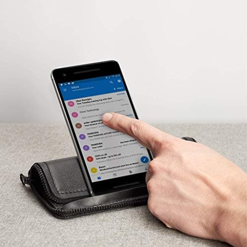 Capra Leather Pixel 2 Case Wallet for Men, Black Google Pixel Phone Sleeve Stand, Handmade Card Holder Pocket, Zipper Folio. Mens Gift