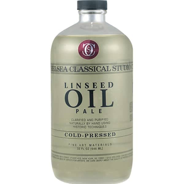 Chelsea Classical Studio Linseed Oil Paint Medium - Cold Pressed Extra Pale Naturally Clarified De-Yellowed by Natural Processed Linseed Oil - [32 oz. Bottle]