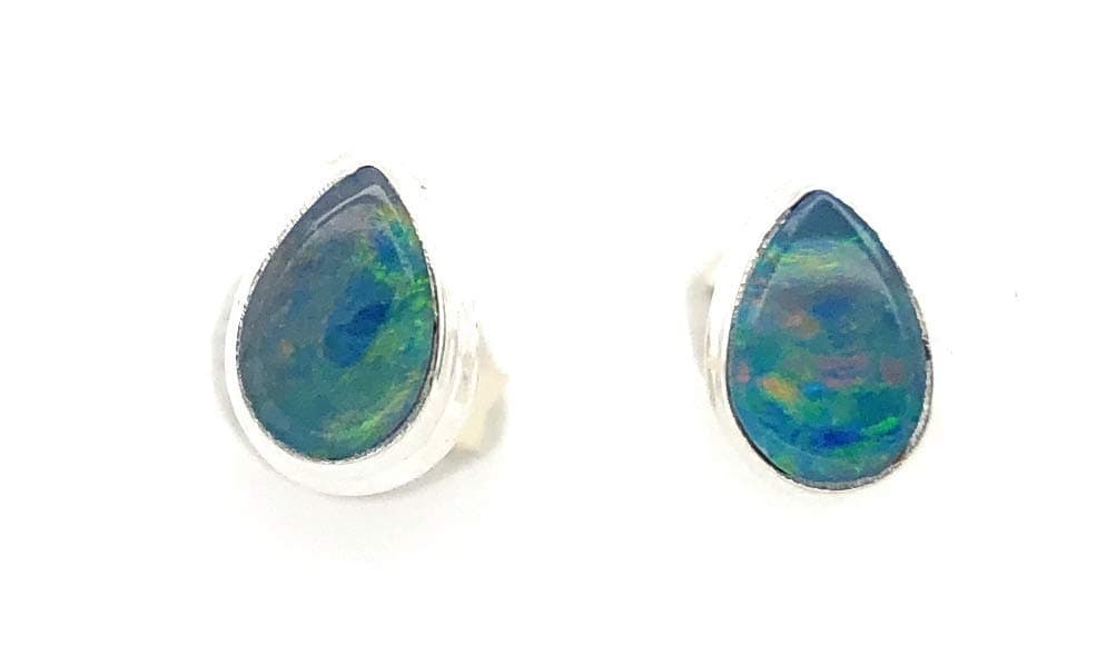 Genuine Chalama Black Opal 925 Solid Sterling Silver Earrings 7mm