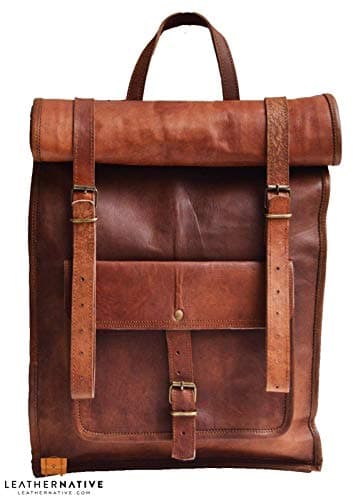 Leather Native large Roll Top Backpack/Rucksack Rolling Bag travel Bikers Bag in genuine leather Business Bag School Bag work Bag Great Gift For Men And Women Sale!