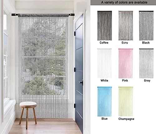 HSYLYM String Curtains Dense Decorative Use Single Door Curtain for Windows,Grey,90 x 245 cm
