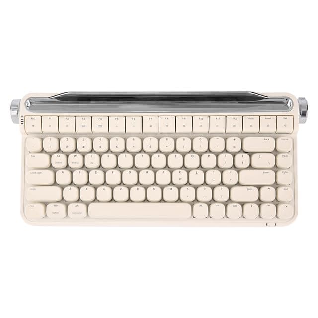 COMPAE - Actto B703 Wireless Bluetooth Keyboard Retro Typewriter Mechanical Gateron Outemu Switch Ipads Keyboard With Holder For Girl Gift (CREAM LED OUTEMU brown)