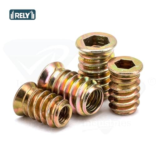 Rely®⇒VP INDUSTRIES (Pcs-100) M6x10 mm Wood Insert Interface Threads Imported Export Quality | Zinc Alloy Wood Insert Interface Screws Bolts Nuts Fixing Furniture Mounting Fasteners