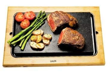 1 x HIGOSHI Bamboo Board Sharing Platter Extra Large Thick Fish, Veg or Steak - Hot Cooking Stone - Sizzling Hot Plate