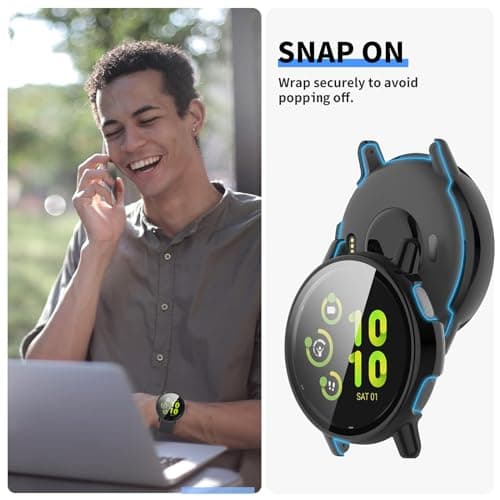 Chofit Intended For Garmin Vivoactive 5 Screen Protector With Tempered Glass Film Hard Pc Bumper Full Cover Shell Smartwatch Accessories For Garmin Vivoactive 5 Case(Black&Black)