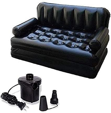 - Air Sofa 5 In 1 Inflatable Air Sofa Bed Multi-Functional Black Couch with Free Electric Pump 3 Seater Queen King Size Versatile Sofa Cum Air Folding Bed Recliner Sofa Bed & More – Portable & Durable