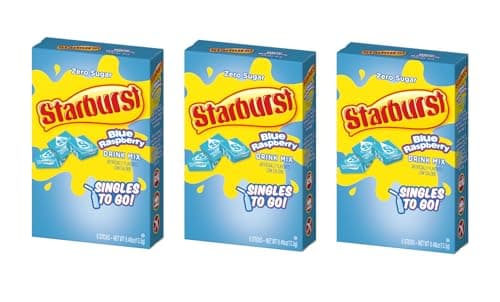 Starburst Singles To Go Zero Sugar Drink Mix, Blue Raspberry, 6 CT Per Box (Pack of 3)