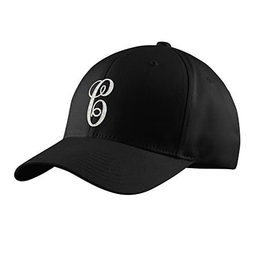 White Glitter Letter "C" Monogram Black Hat - Curly Apparel