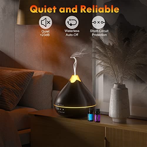 Essential Oil Diffusers 550ml, 10 Essential Oils, Advanced Ceramic Ultrasonic Aromatherapy Diffuser, Auto Shut-Off, 15 Ambient Light Settings (Black)