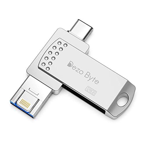 USB Flash Drives Memory Stick 128GB Photo Stick External Storage DEZOBYTE Thumb Dirve 3in1 Compatible iPhone iPad iOS MacBook USB C Android and PC (128GB-Silver)