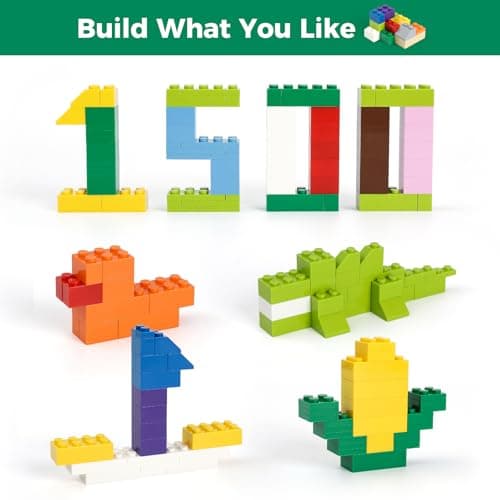 1500 Pieces Building Bricks, Classic Bulk Small Blocks, Classic Building Bricks Set Basic Building Blocks Compatible With All Major Brands