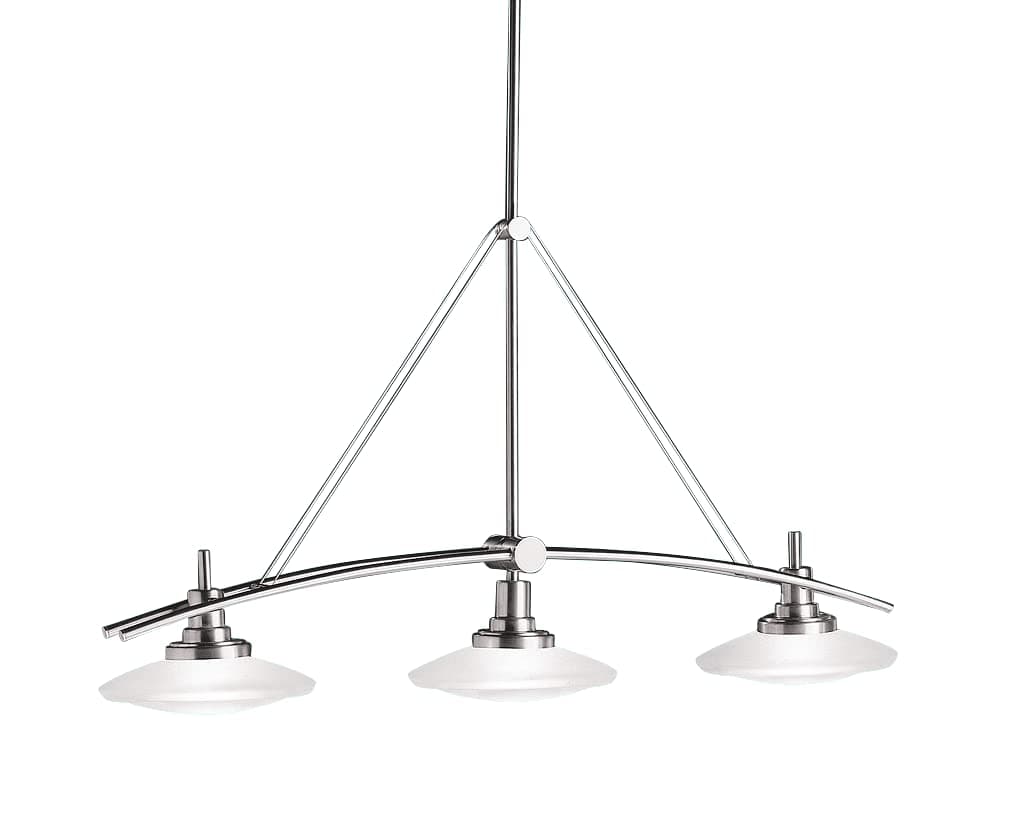 Kichler Structures 37" 3 Light Halogen Linear Chandelier with Satin Etched Glass in Brushed Nickel