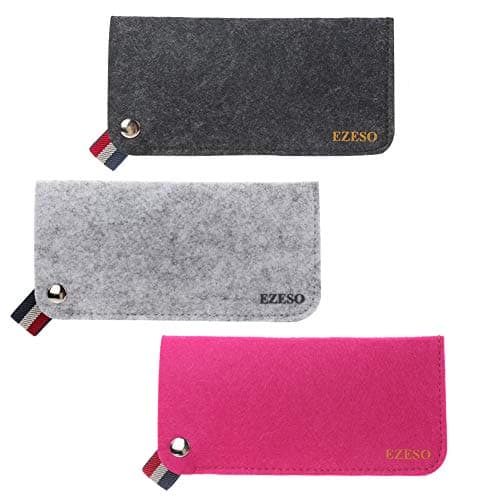3 Pack Eyeglass Cases - Soft Felt Slip-in Pouch Case - Glasses Storage Case Makeup Pouch