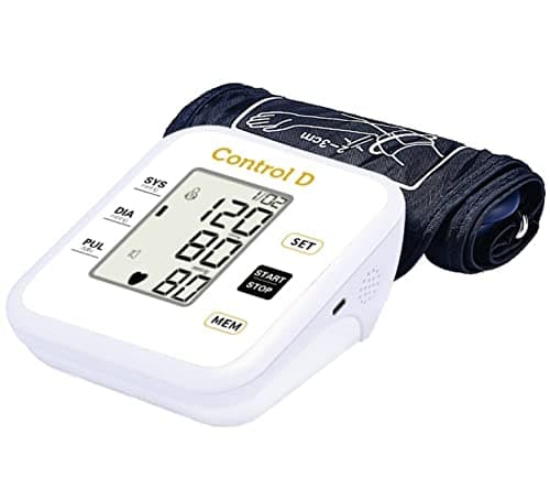 Control D Fully Automatic Oscillometric Digital Blood Pressure Checking Upper Arm Portable Monitor BP Machine Power With Micro USB (Prime, White)