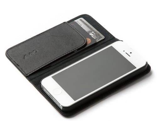 AViiQ Leather Wallet Case for iPhone 5 - Black