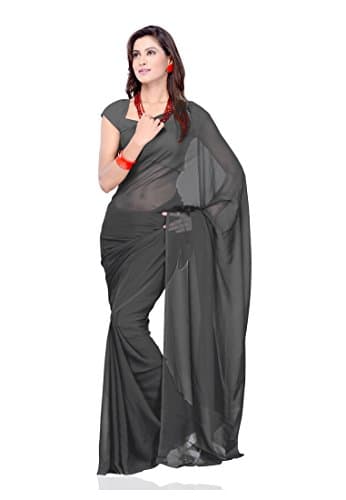 Sonika Plain Chiffon Saree (SF020_Grey)